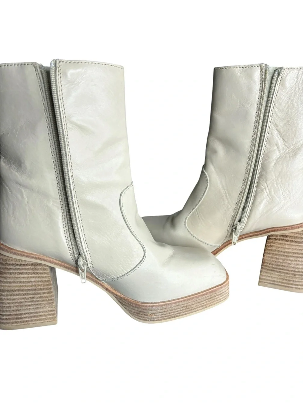 Free People Leather Ruby Platform Bootie in Bone Size 39- US 8.5